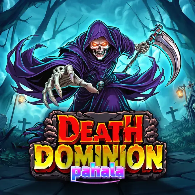 Tampilan visual slot Death Dominion dengan tema pemakaman gotik